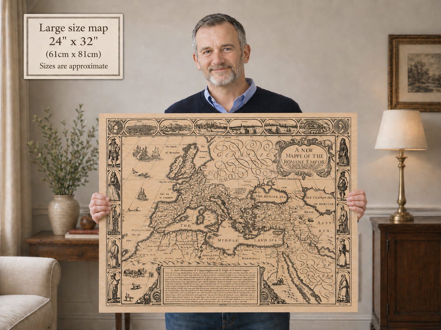 Large Old Map of The Roman Empire