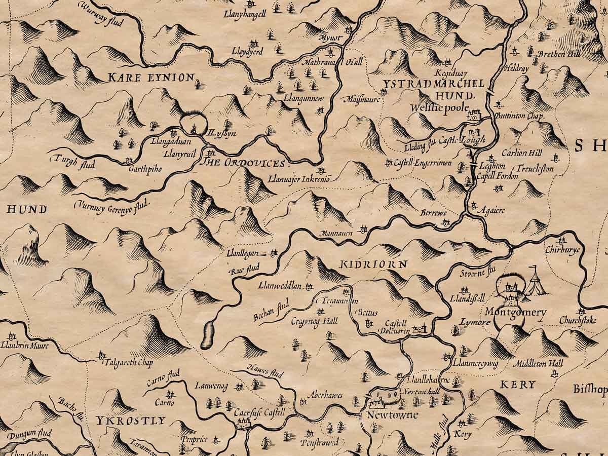 Detail from an old map of Montgomeryshire