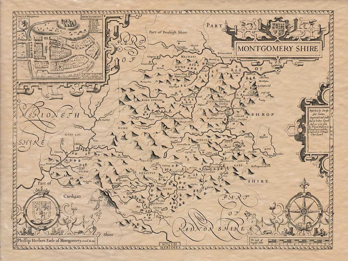 An old map of Montgomeryshire