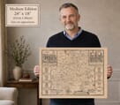 Medium Size John Speed Map Print Held by Man Surrey