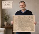 Medium Size John Speed Map of Yorkshire Print Held by Man