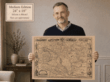 Medium edition old Hungary map held to demonstrate scale