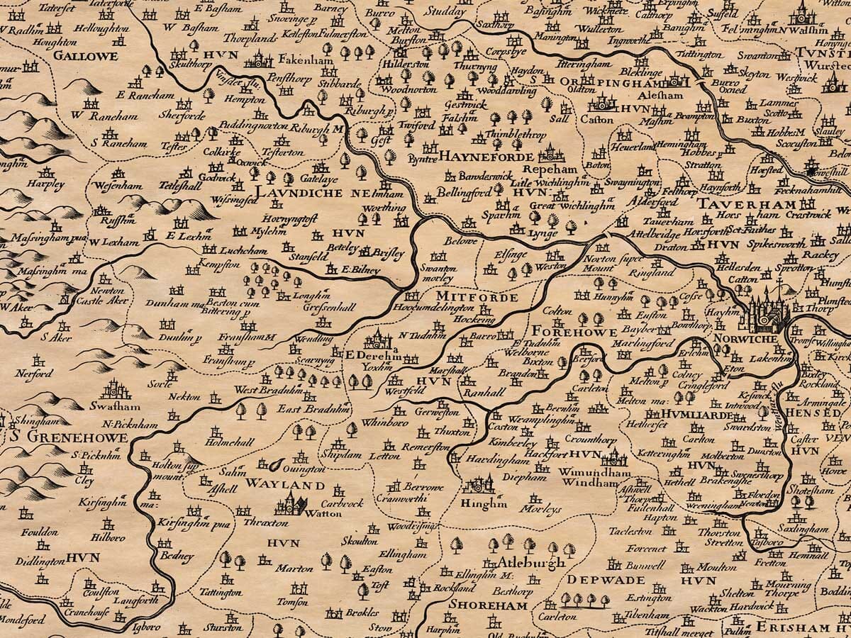 Detail from an old map of Norfolk