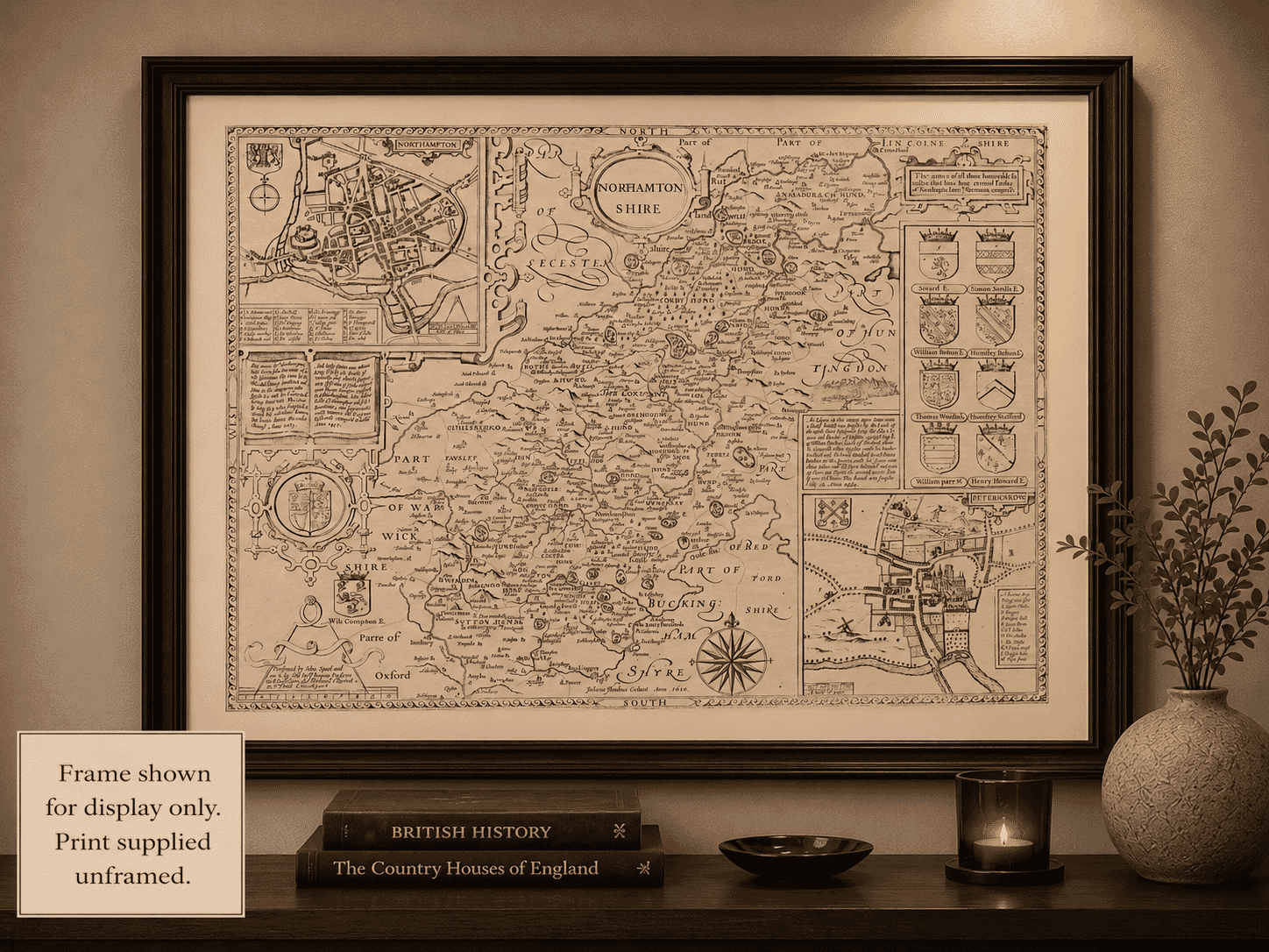 Northampton Old Map Medium Size Framed