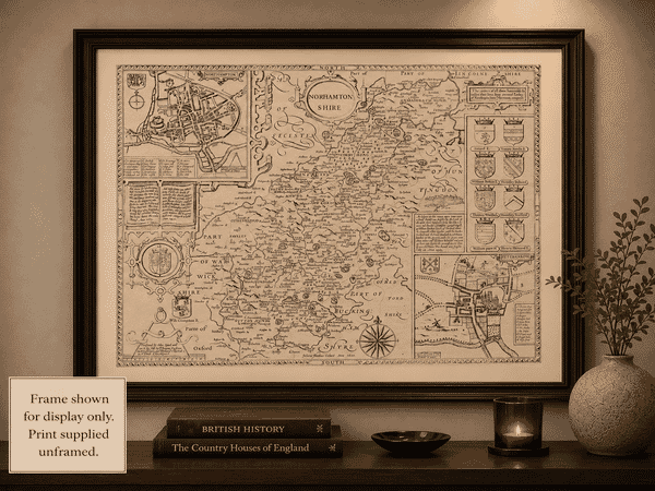 Northampton Old Map Medium Size Framed
