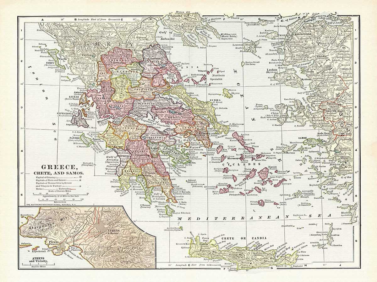 Old Map of Greece