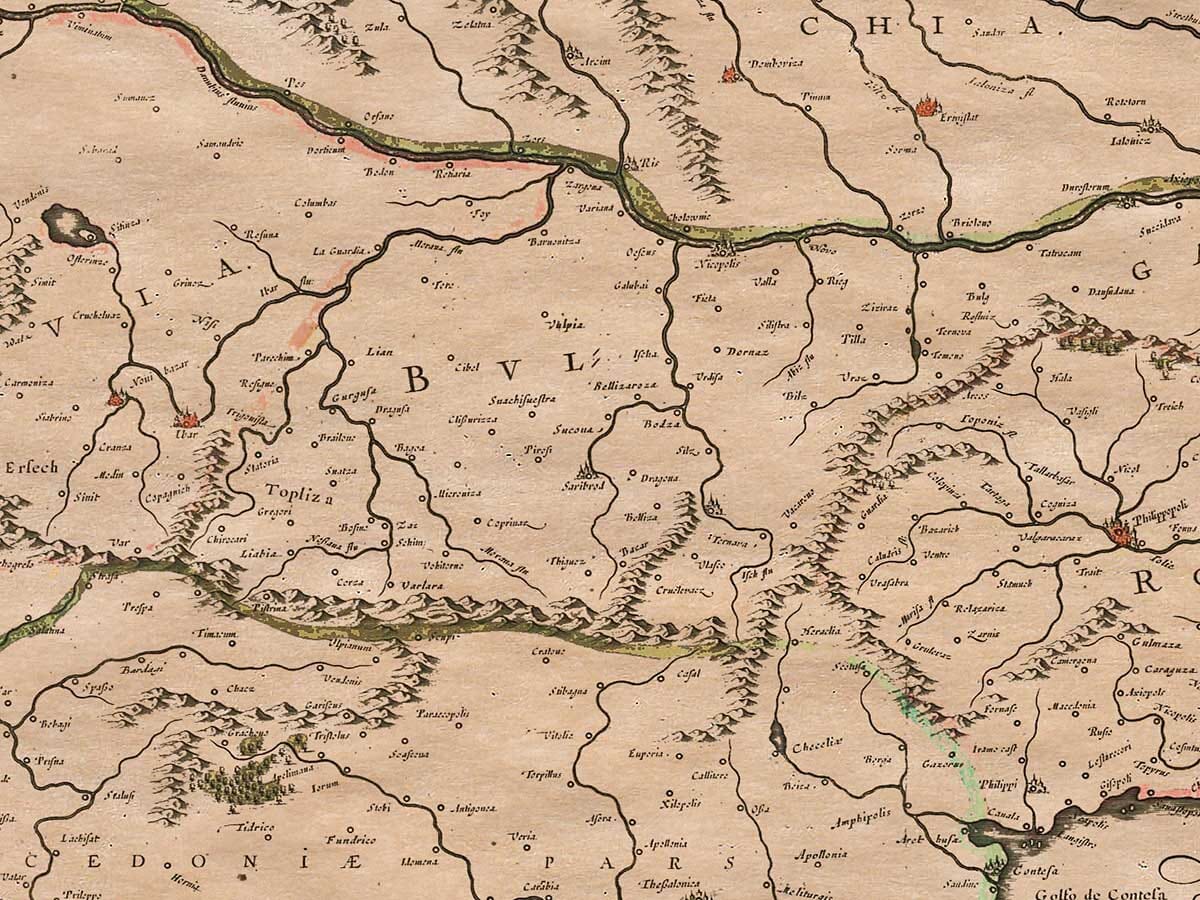 Servia, Bulgaria and Romania map detail