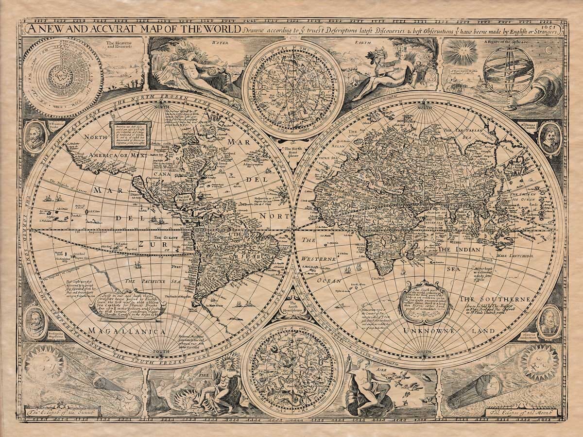 The World An Old Map By John Speed The Old Map Company