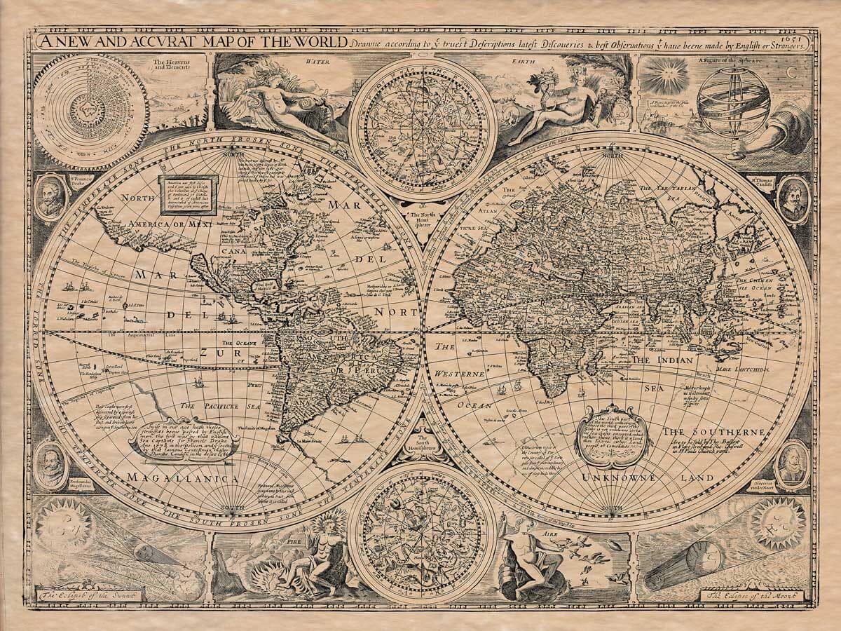 The World An Old Map By John Speed The Old Map Company The World An Old Map By John Speed The Old Map Company