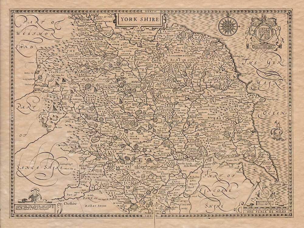 Detail of John Speed’s old map of Yorkshire