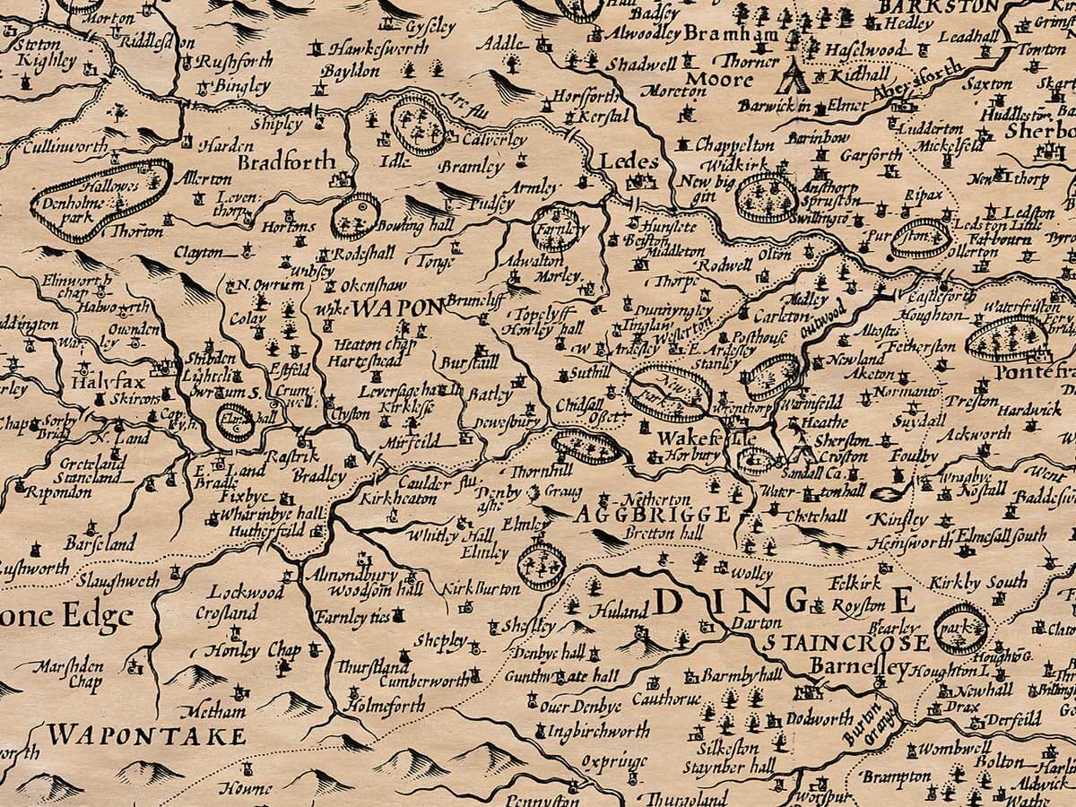 Detail from an old map of Yorkshire West