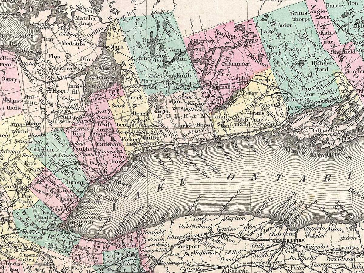 Detail from old map of Canada