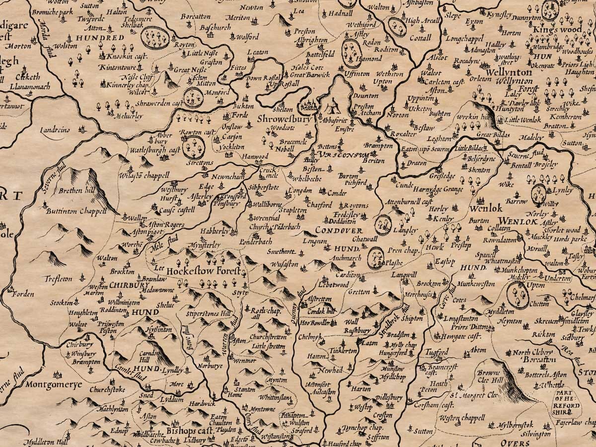 Detail from an old map of Shropshire