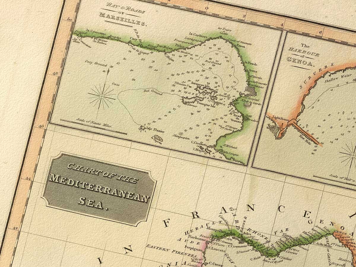 Detail from an old map of The Mediterranean