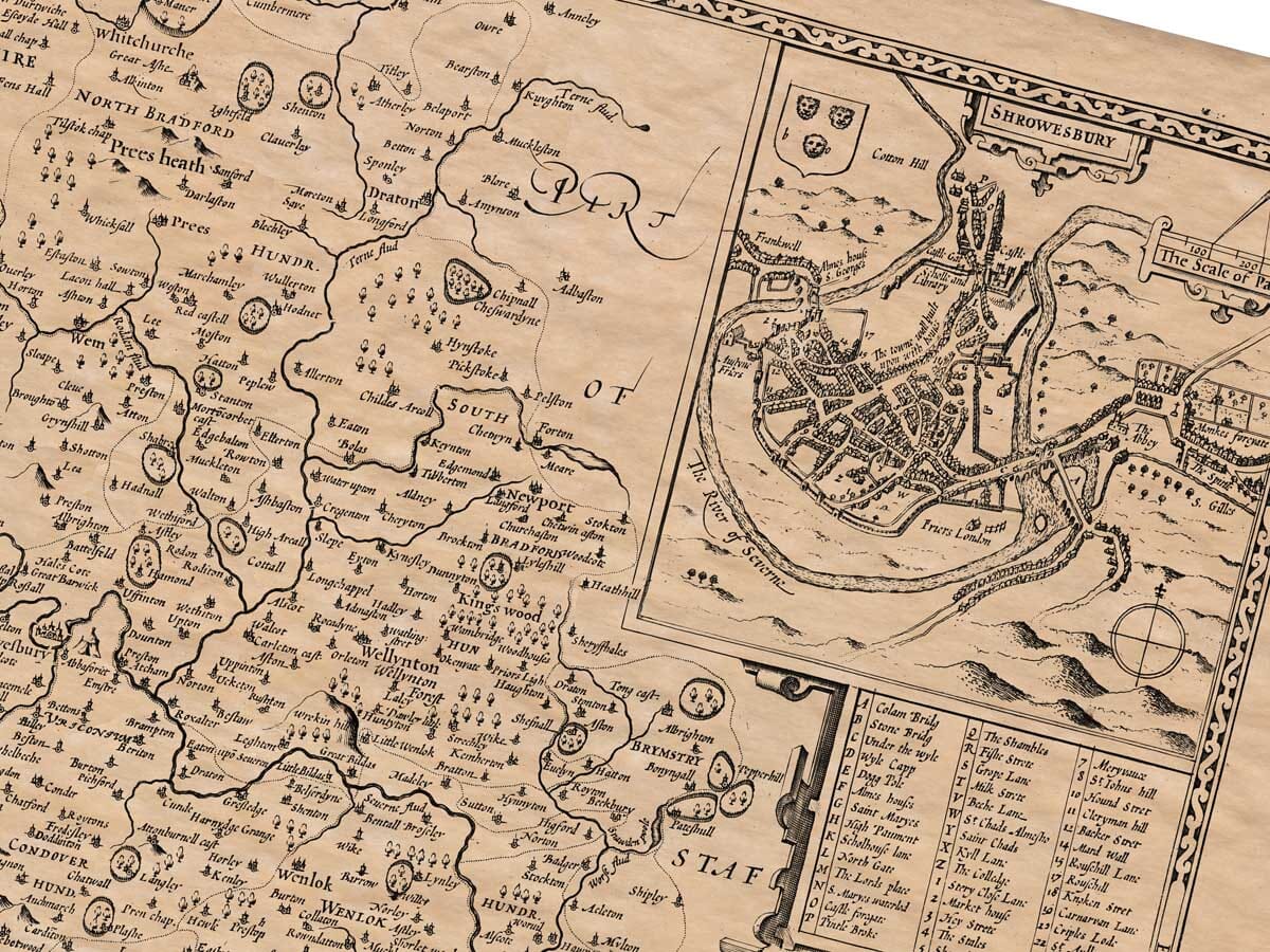 Old Town Plan of Shrewsbury