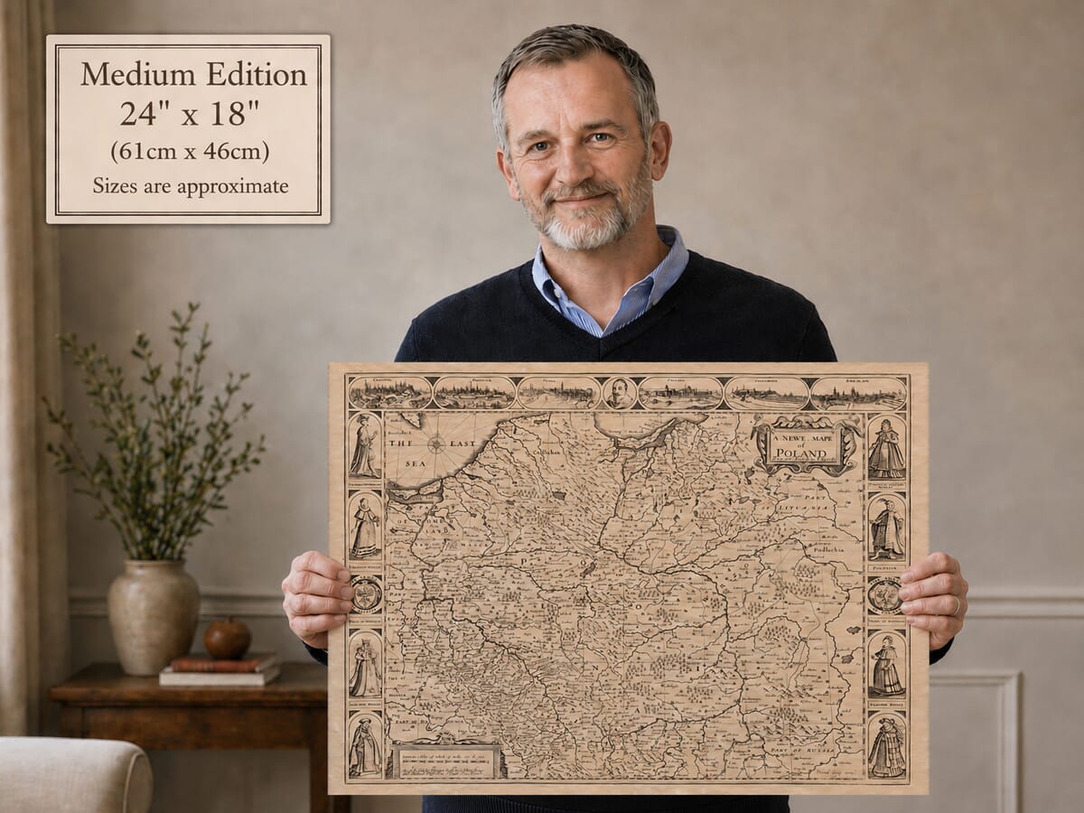 Old John Speed Map of Poland Medium Size