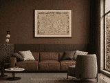 Old map of Hungary displayed framed in a living room