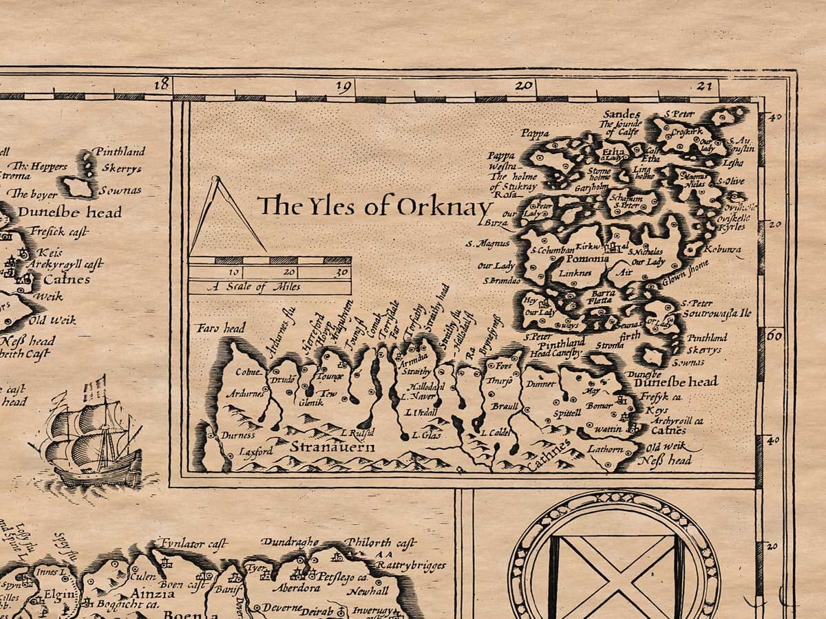 Detail from an old map of Scotland
