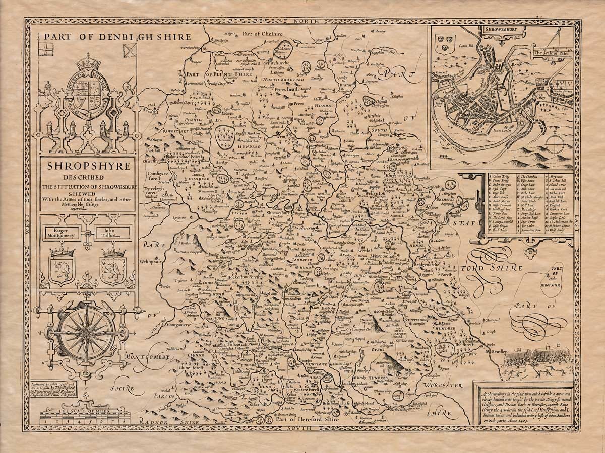 Old Map of Shrophire