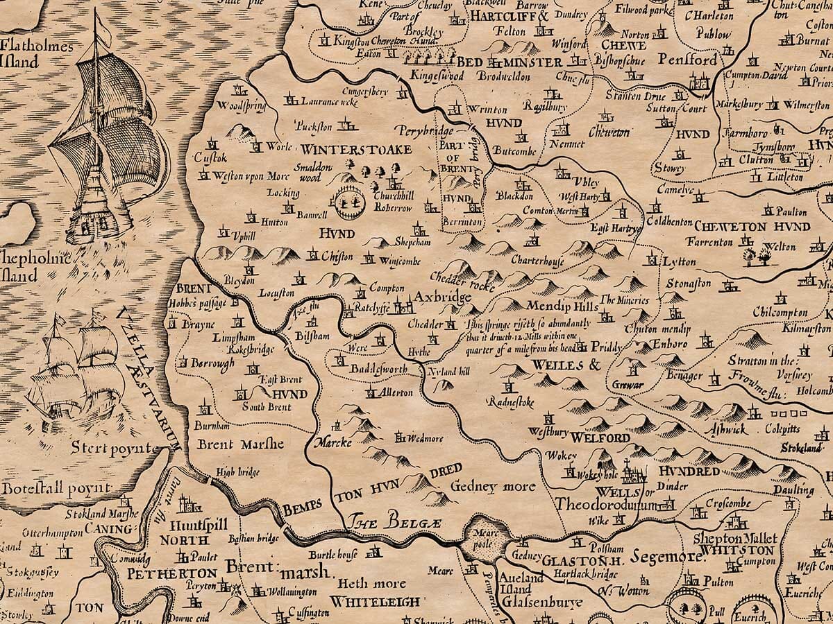 Detail from an old map of Somerset