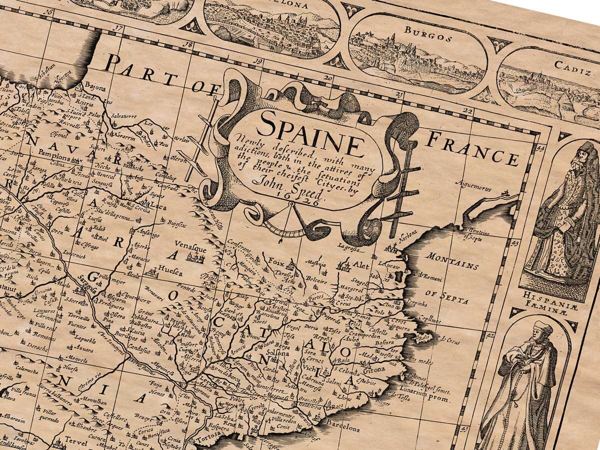 Detail from an old map of Spain