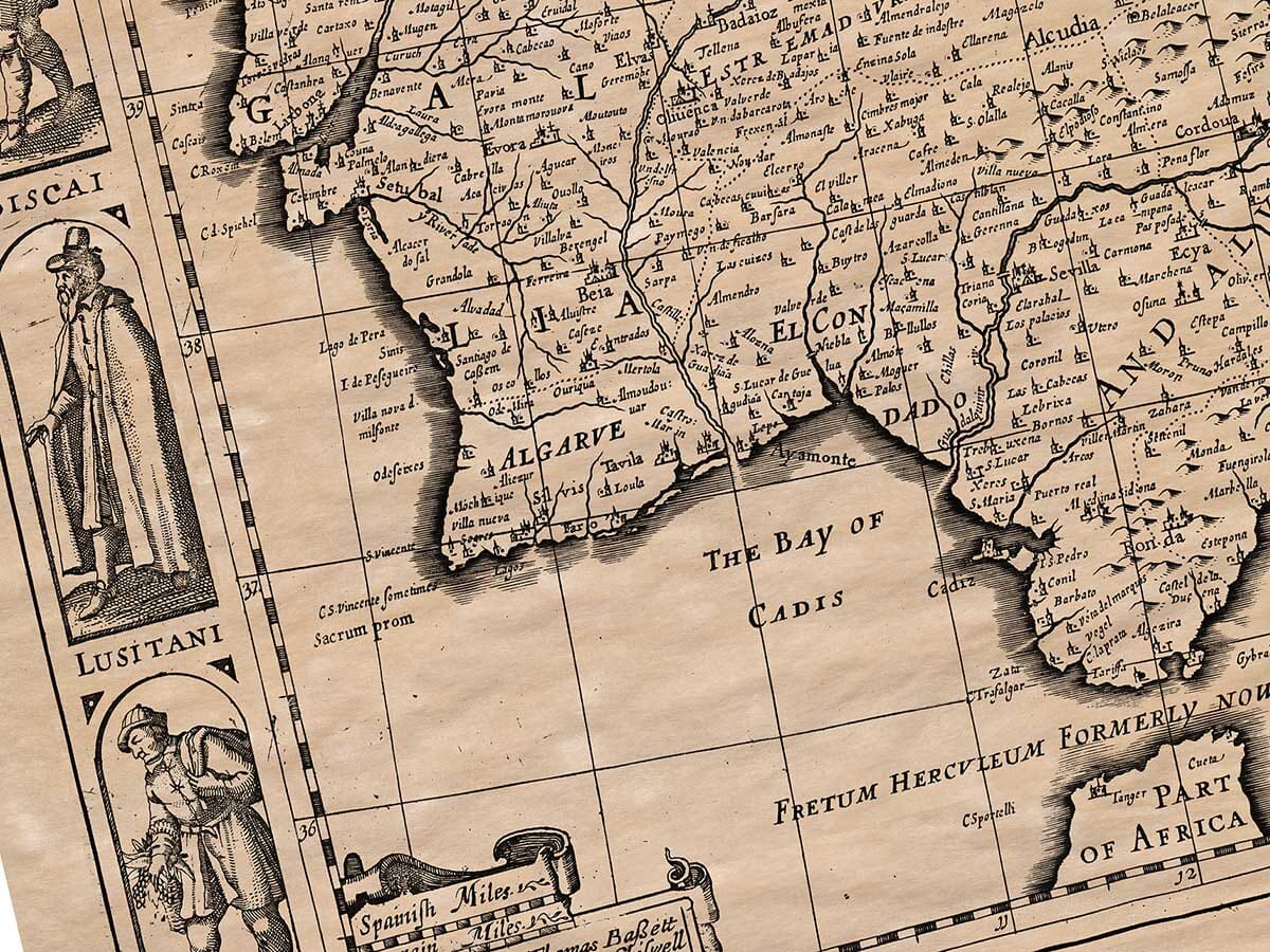 Detail from an old map of Spain