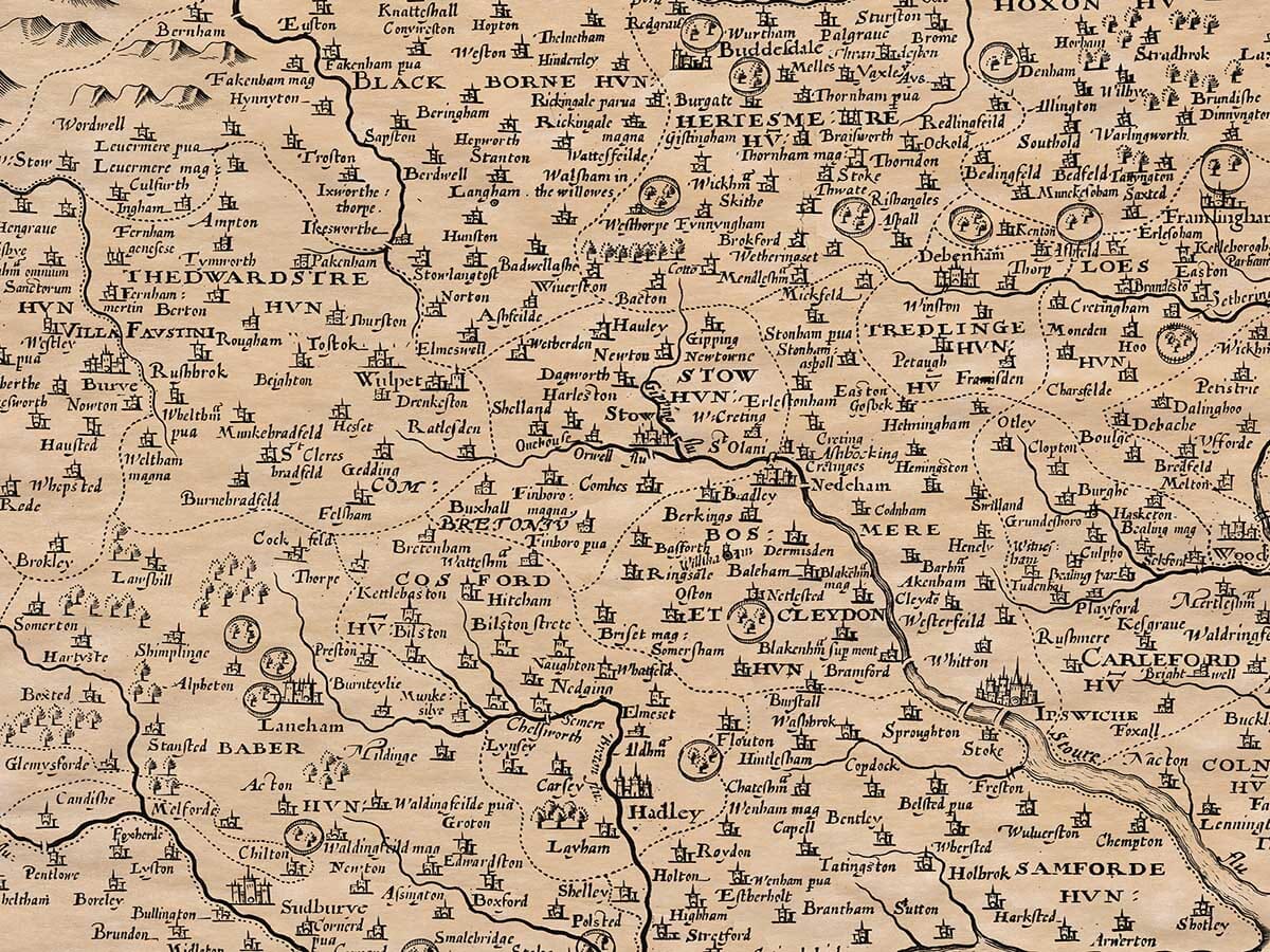 Detail from an old map of Suffolk