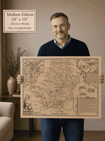 Vintage Map Hertfordshire Medium Size
