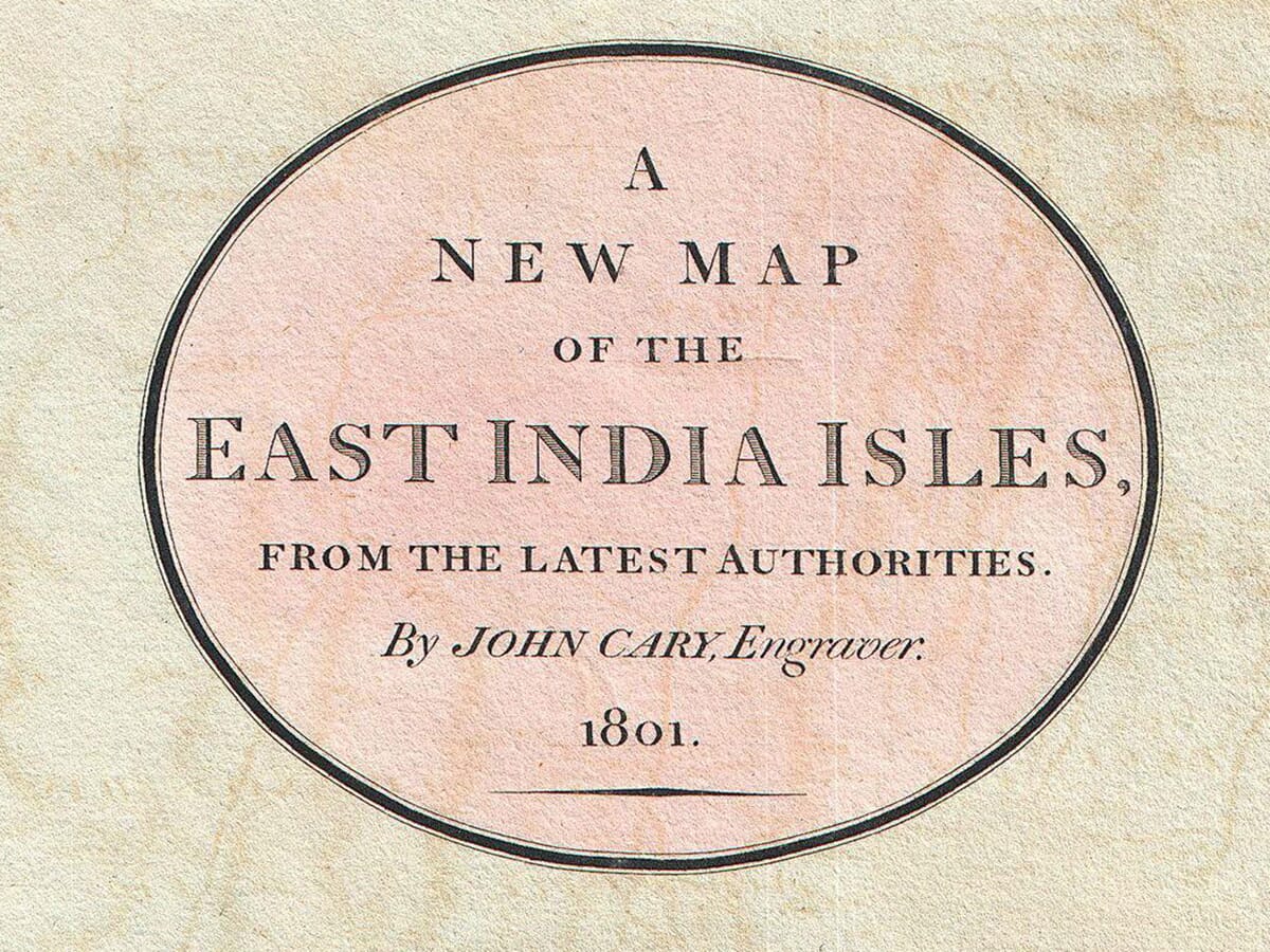 antique east india map title