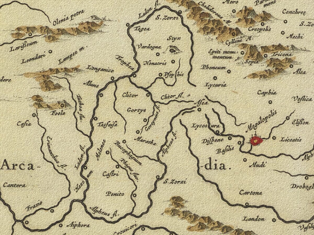 Detail from an old map of the Peloponnese