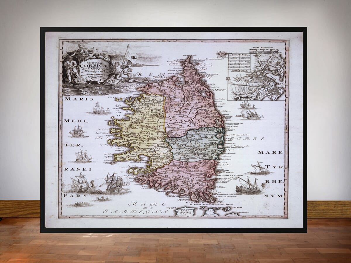 Framed Map of Corsica