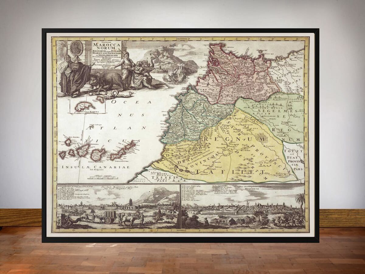 Framed Map of Morroco