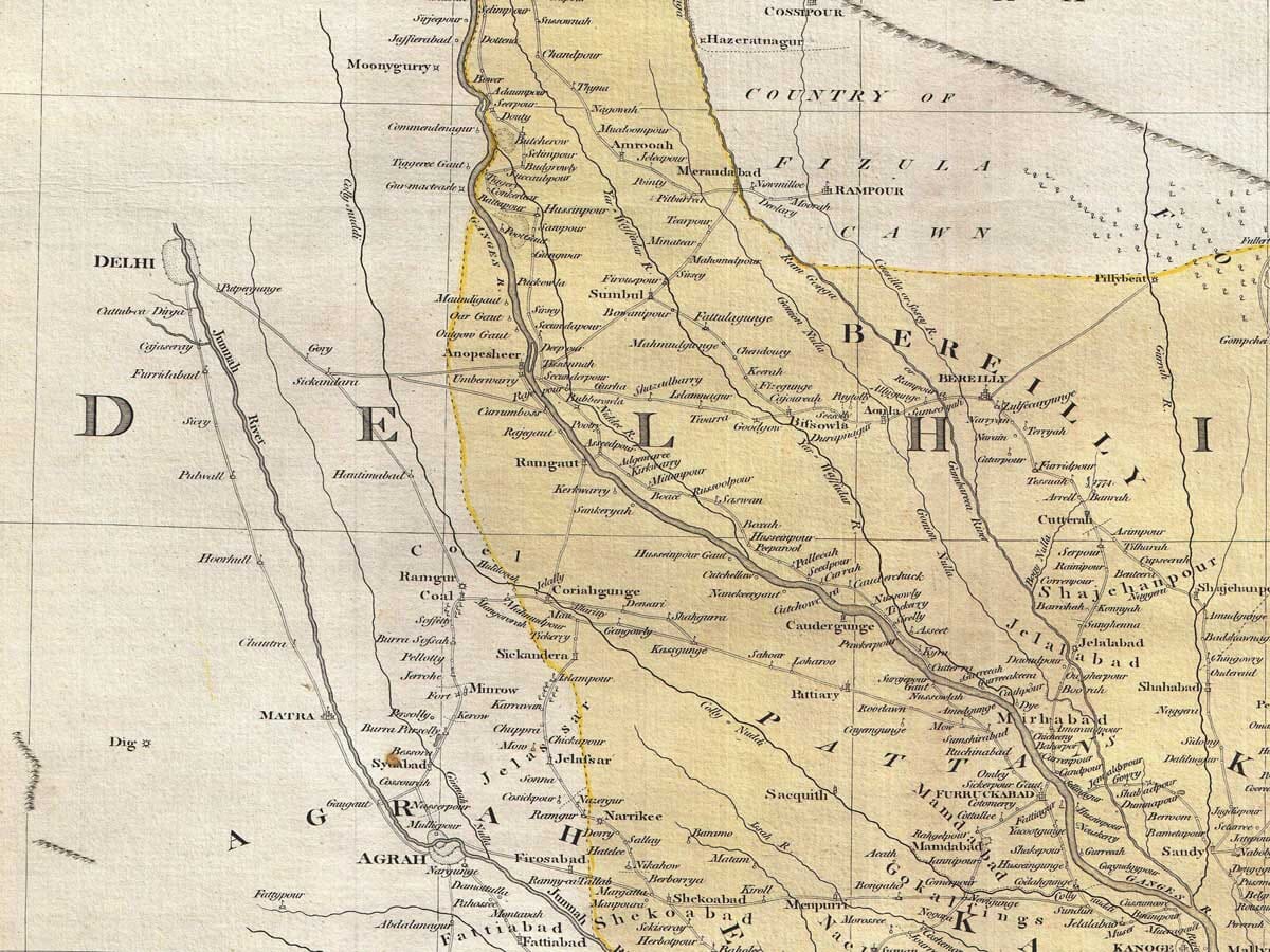 Detail from an old map of Delhi