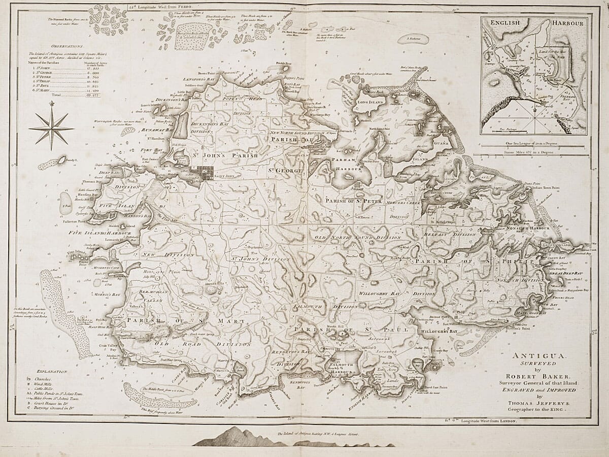 Old Map of Antigua