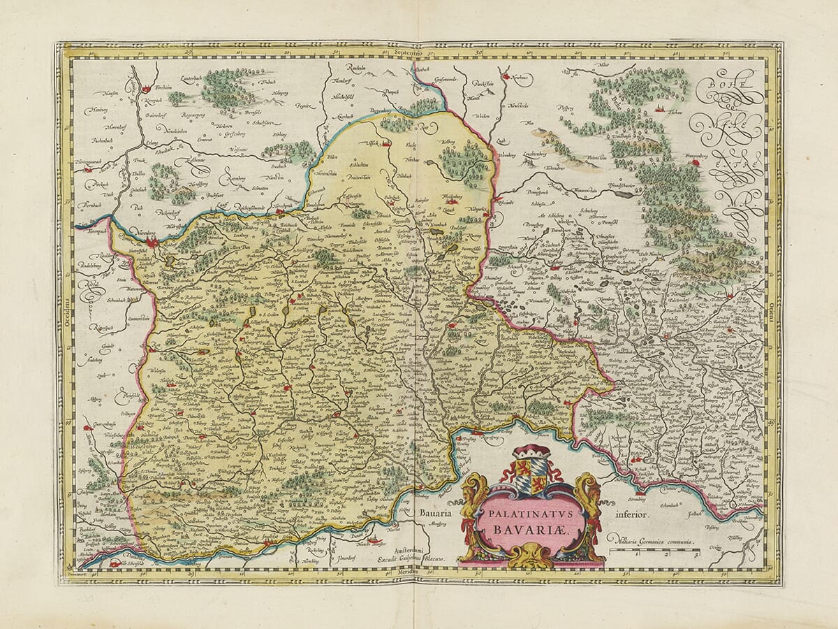 Old Map Of Bavaria 1645 The Old Map Clock Company   Old Map Bavaria 