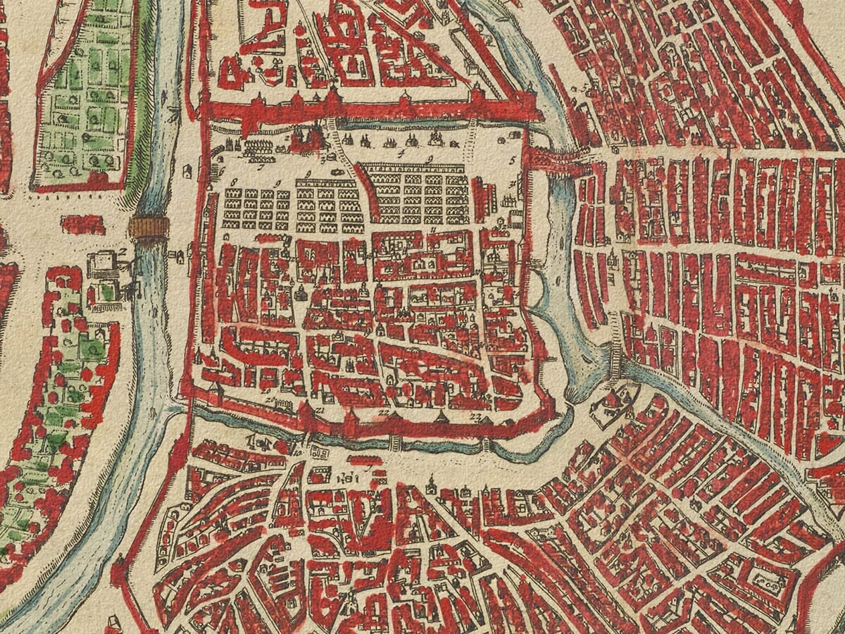 Detail from an old town plan of Moscow