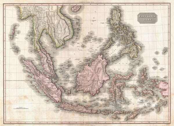 Old map of the East Indies by John Pinkerton, 1818