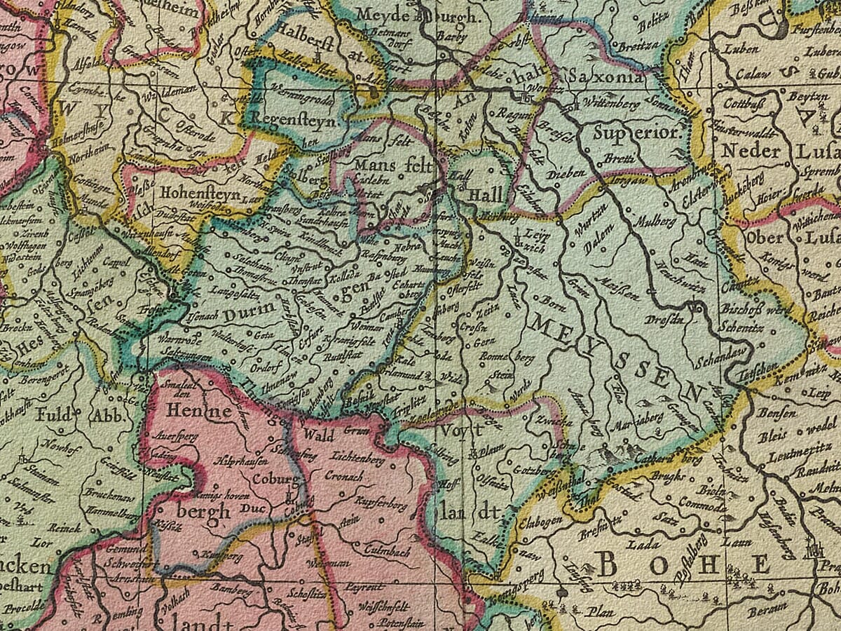 Detail from an old map of Germany