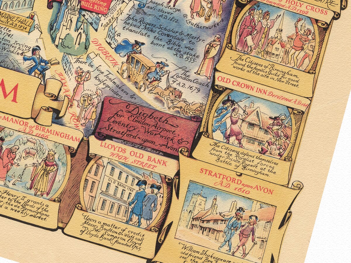 Birmingham Pictorial Map Detail