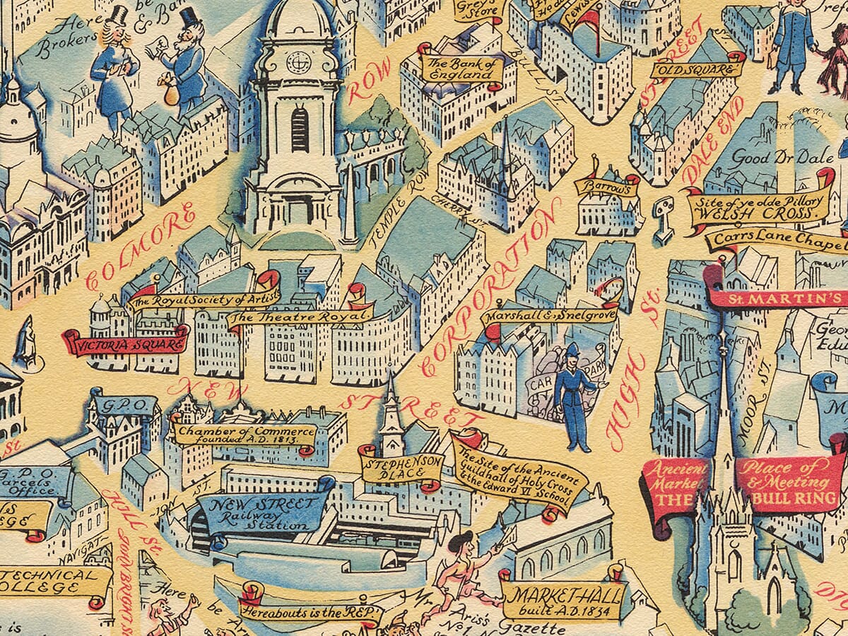 Birmingham Pictorial Map Detail