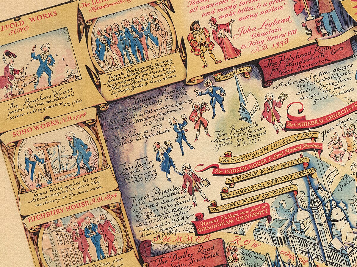 Birmingham Pictorial Map Detail