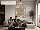 Couple beneath Frederik de Wit’s old map of Ireland in the Large Edition size