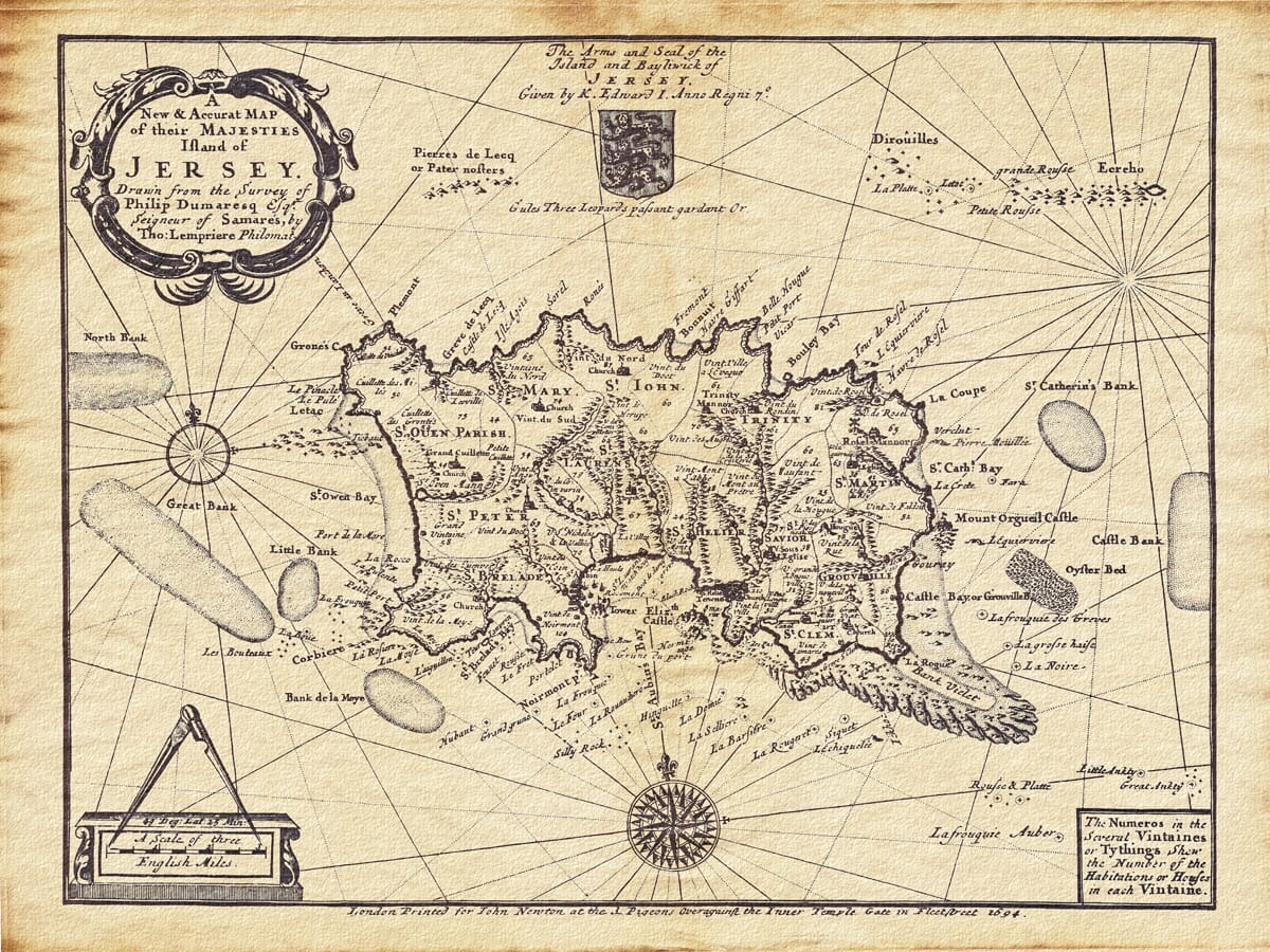 Old map of Jersey