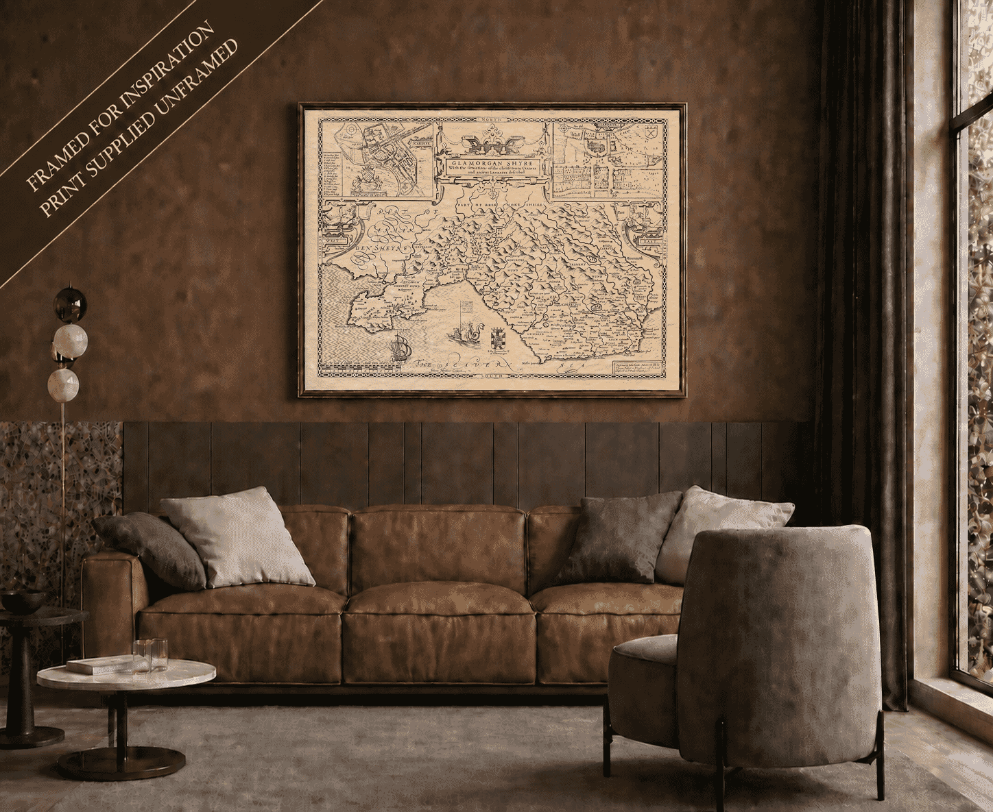 John Speed’s Historic Map of Glamorganshire – Framed Display Example
