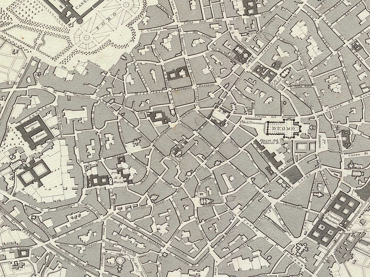 Old Milan Map Closeup