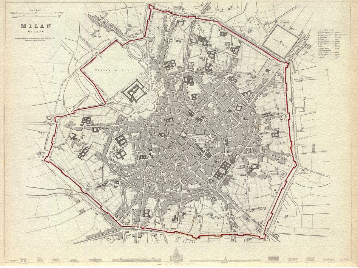 Old Map Milan