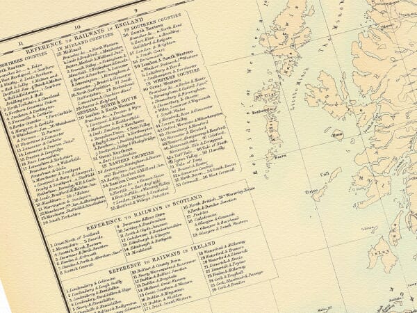 Old Railway Map Scotland area