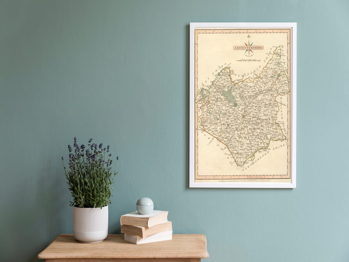 Framed Map of Leicestershire