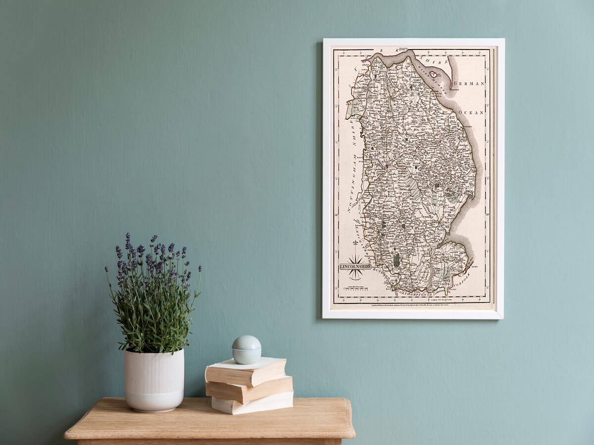 Old Framed Map Lincolnshire