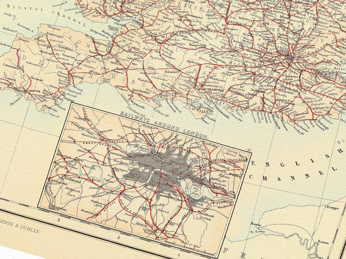 Old Railway Map London inset